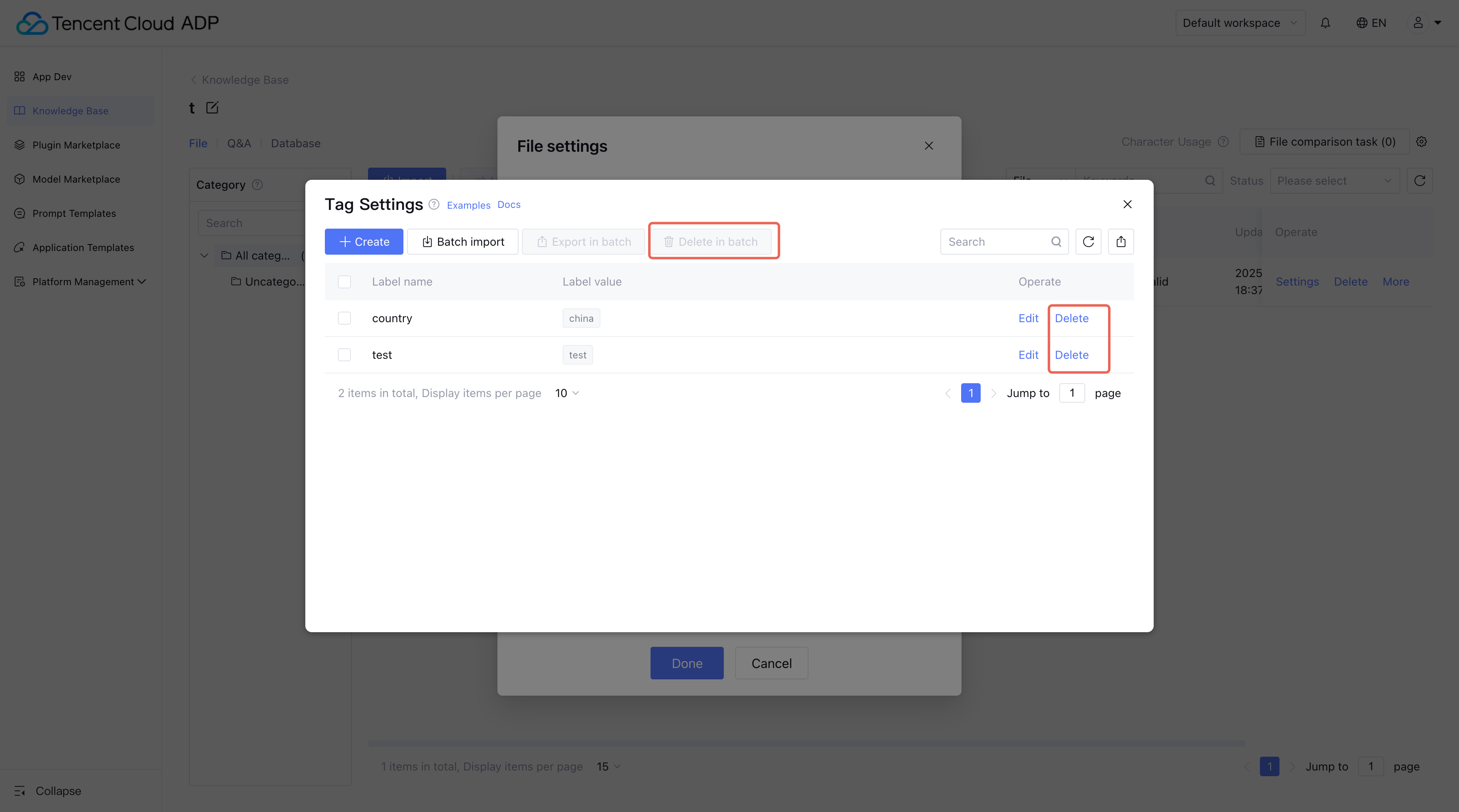 Knowledge Base Settings Overview
