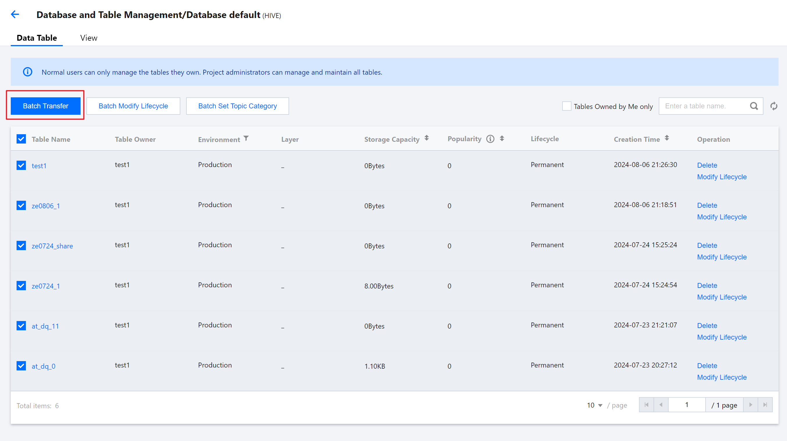 Database and Table Management