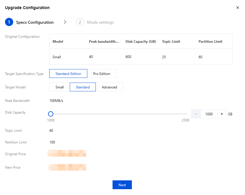 Instance specification type upgrade for Standard Edition