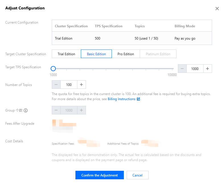 Adjusting Cluster Specifications