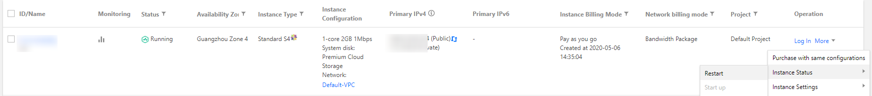 Memulai ulang satu instans