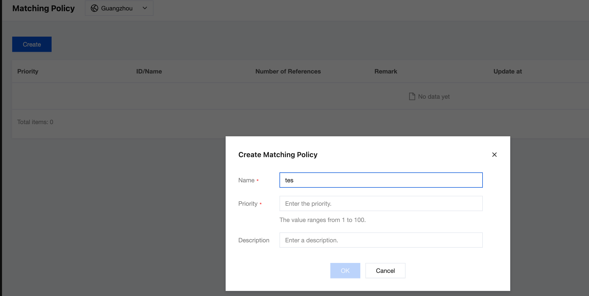 Create a matching policy.