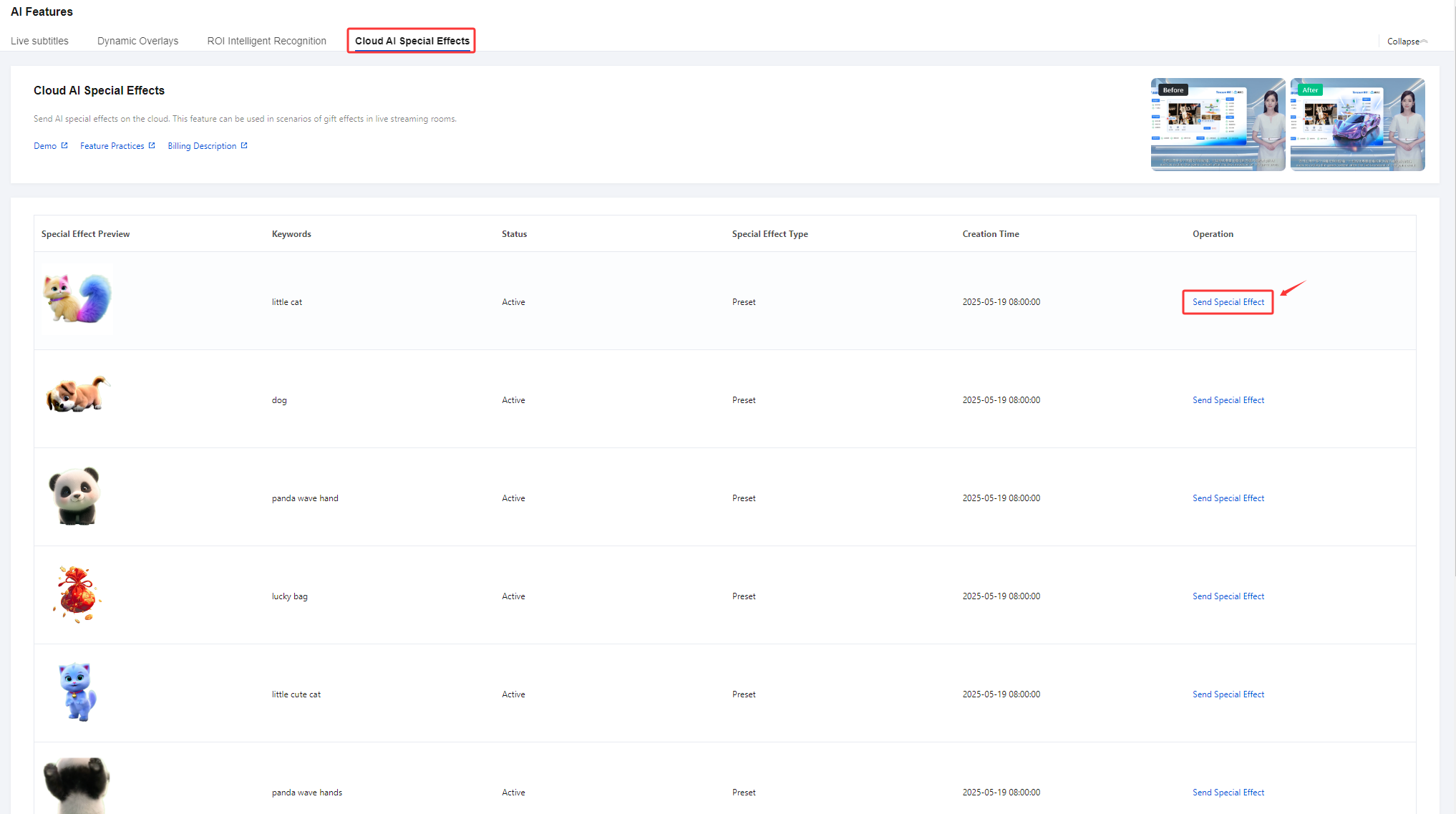 AI Cloud-based Effects