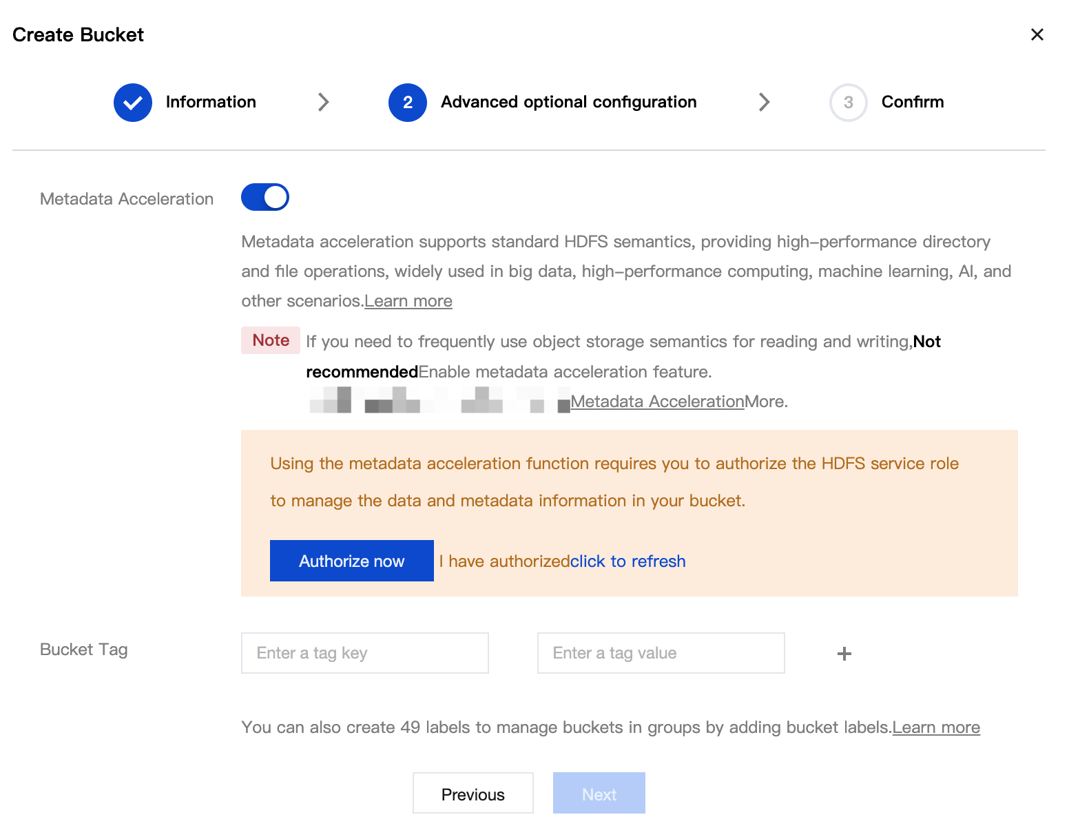Metadata Acceleration Enabled