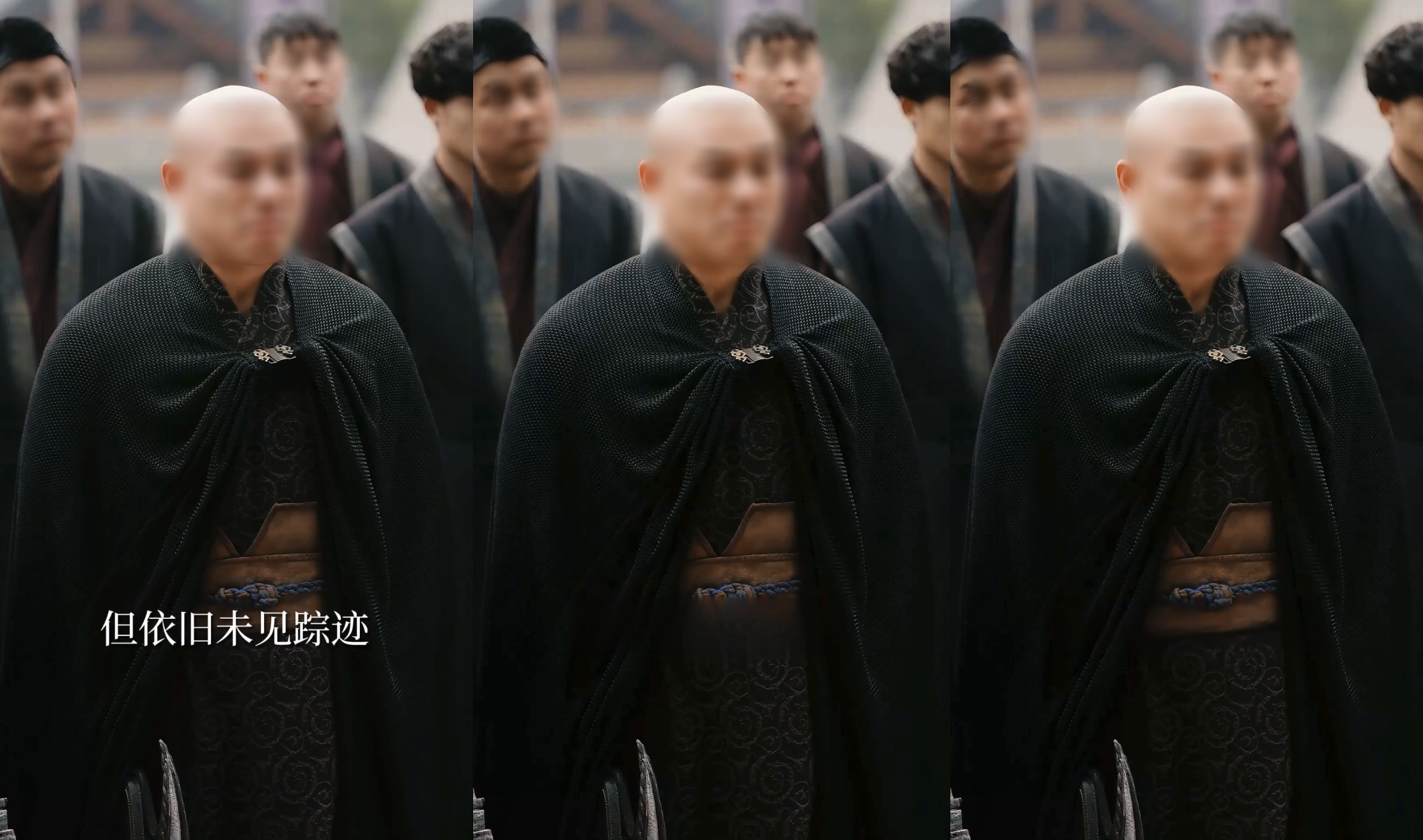 Left: Original video. Middle: Processing effect of the Area Edition. Right: Processing effect of the Standard Edition. If the subtitle style in your video is similar to this example, choose the Standard Edition.