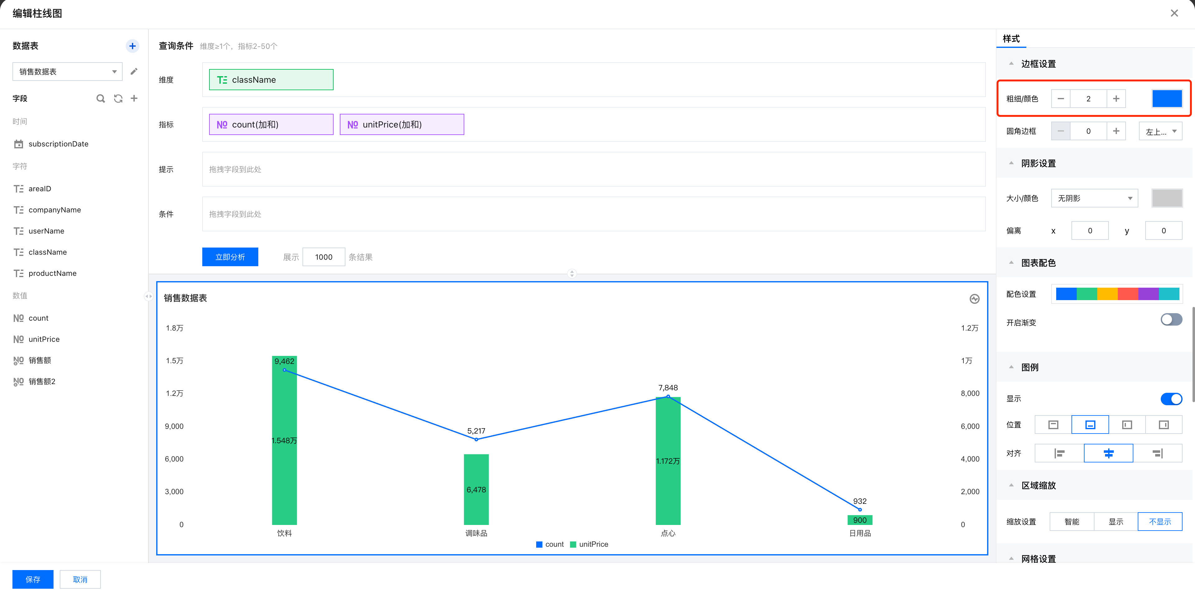 边框线宽和颜色设置