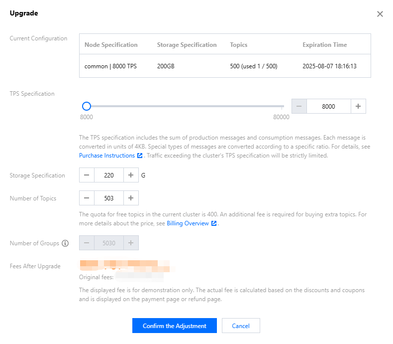 Adjusting Cluster Specifications