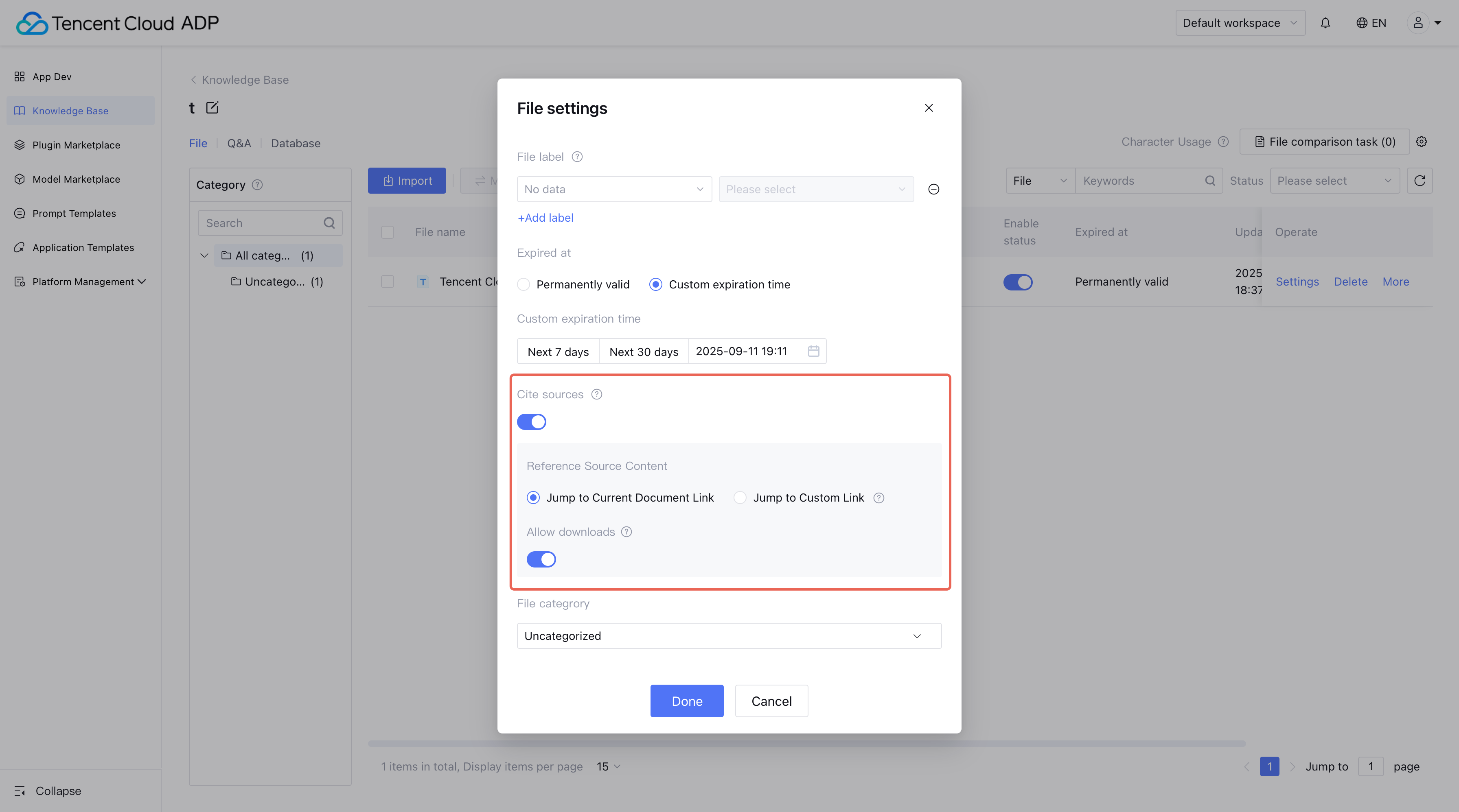 Knowledge Base Settings Overview
