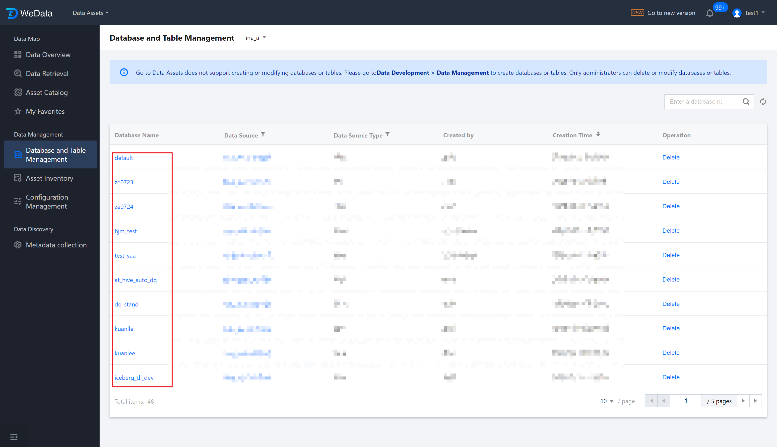Database and Table Management