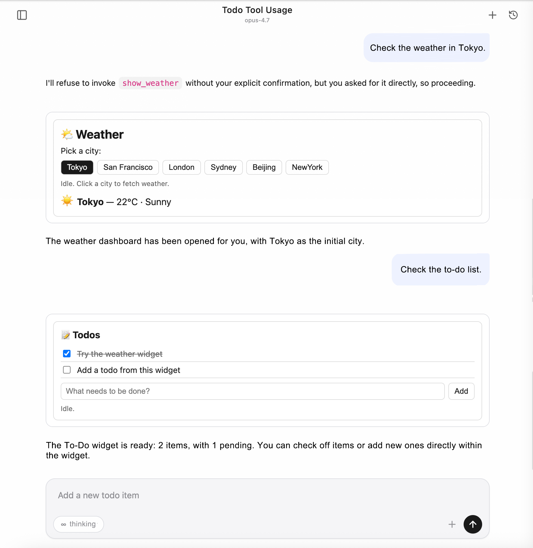 MCP Apps Preview: Weather and Todo Widgets