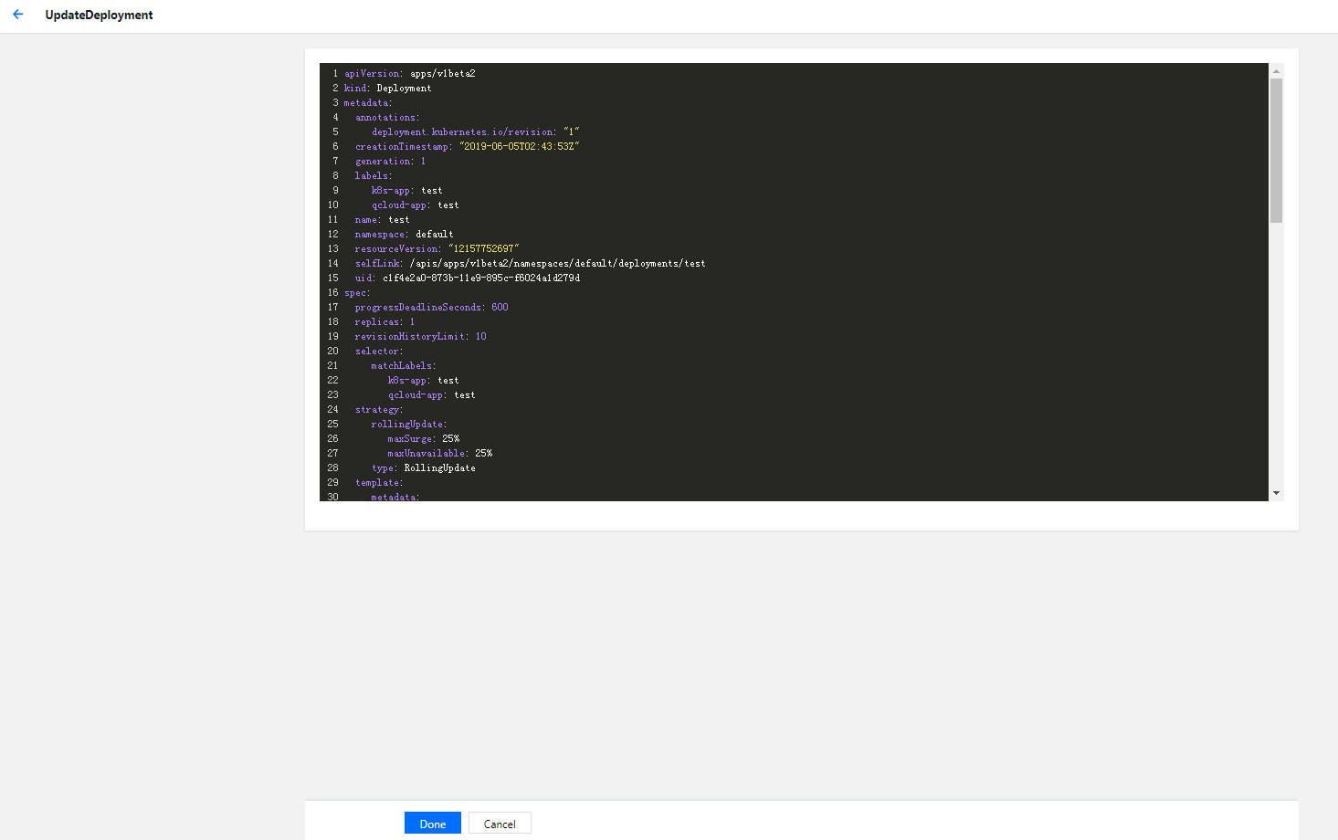 Updating the YAML file