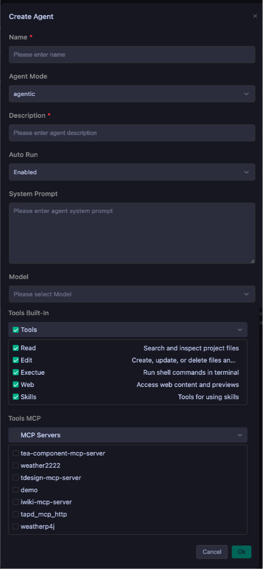 agentic mode configuration