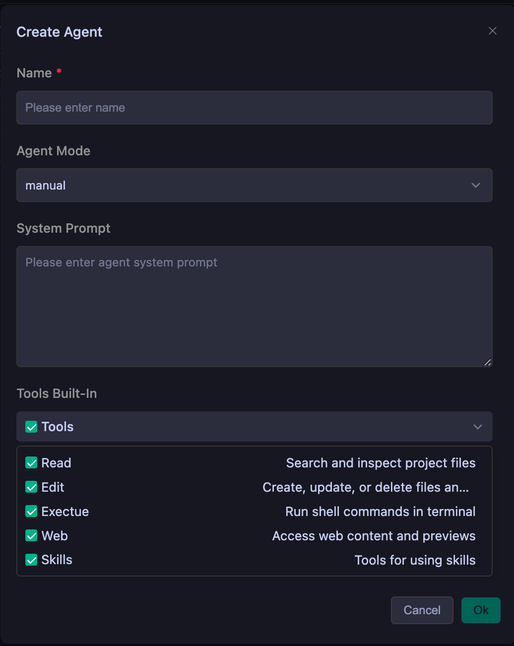 manual mode configuration