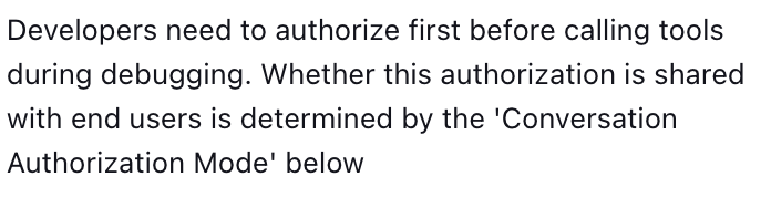 User Authorization - The authorization is completed by the user during the first conversation.