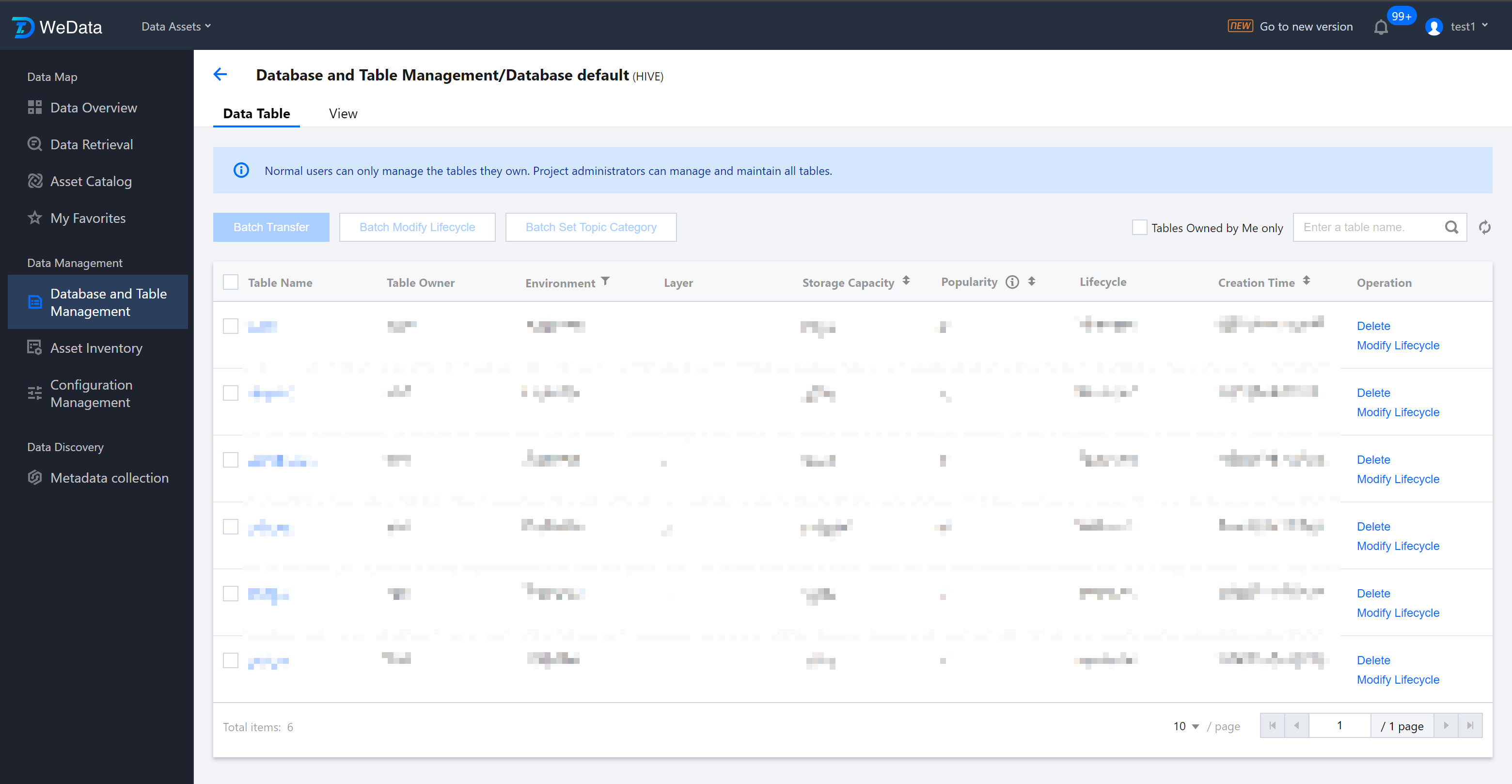 Database and Table Management