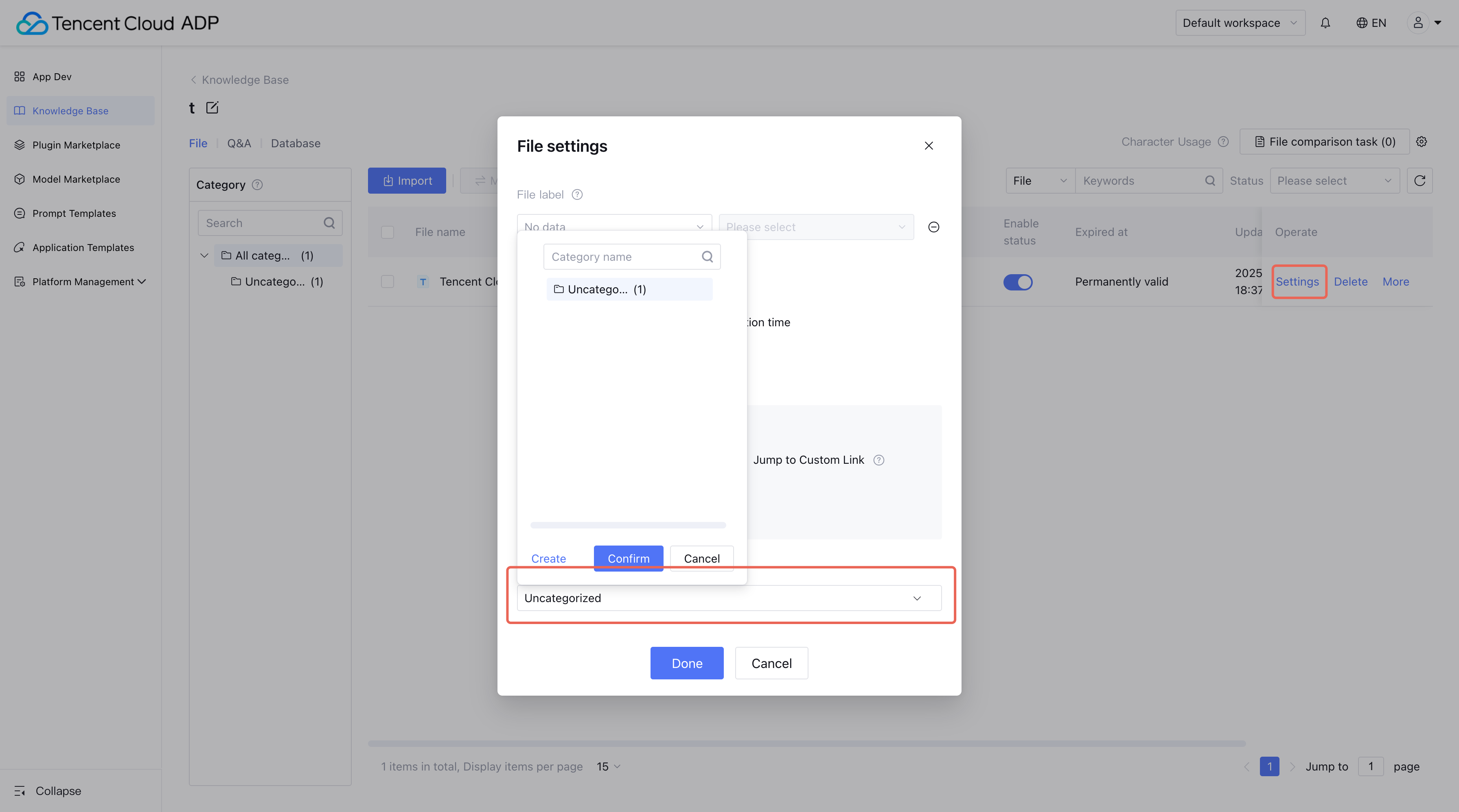 Knowledge Base Settings Overview
