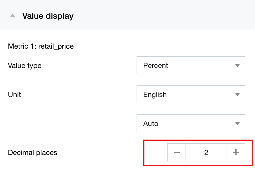 Number of decimal places settings