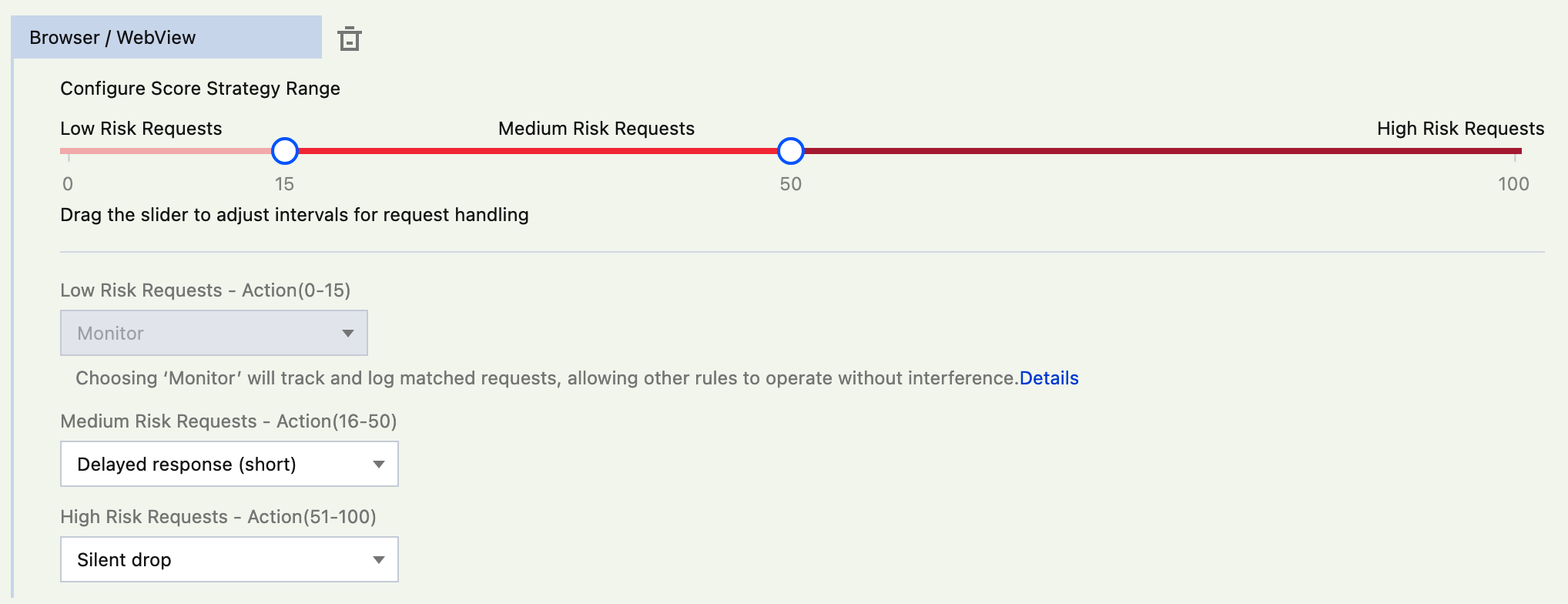 Client Authentication: Configure disposal options for risk requests (for example, browser/WebView)