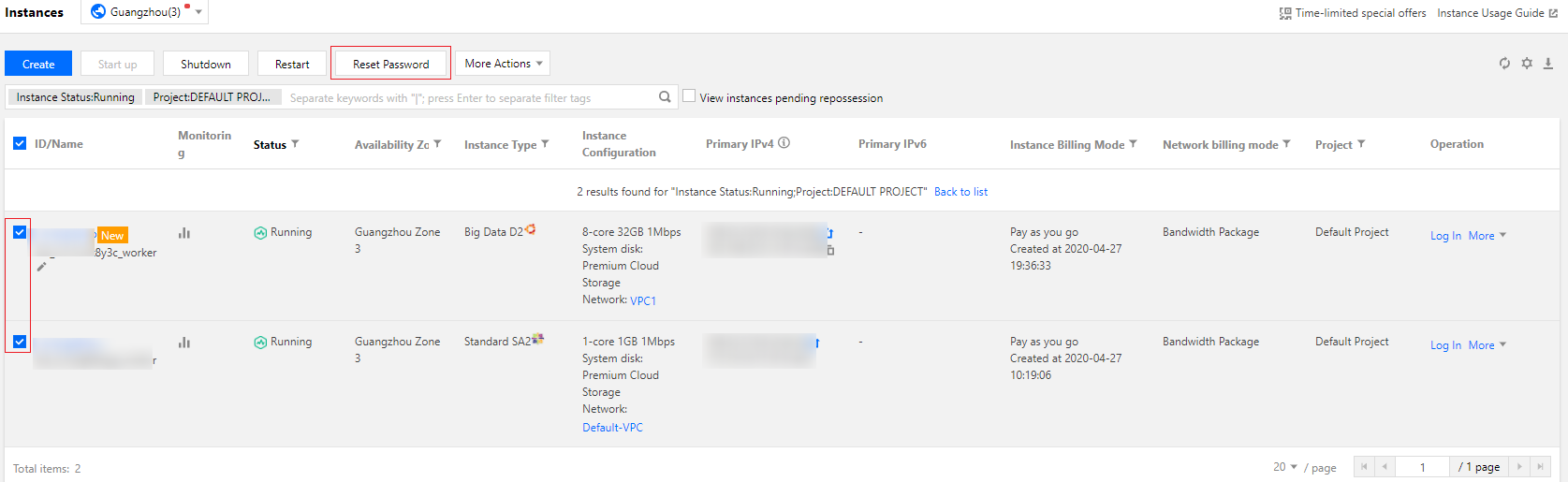Redefinir senha em lotes
