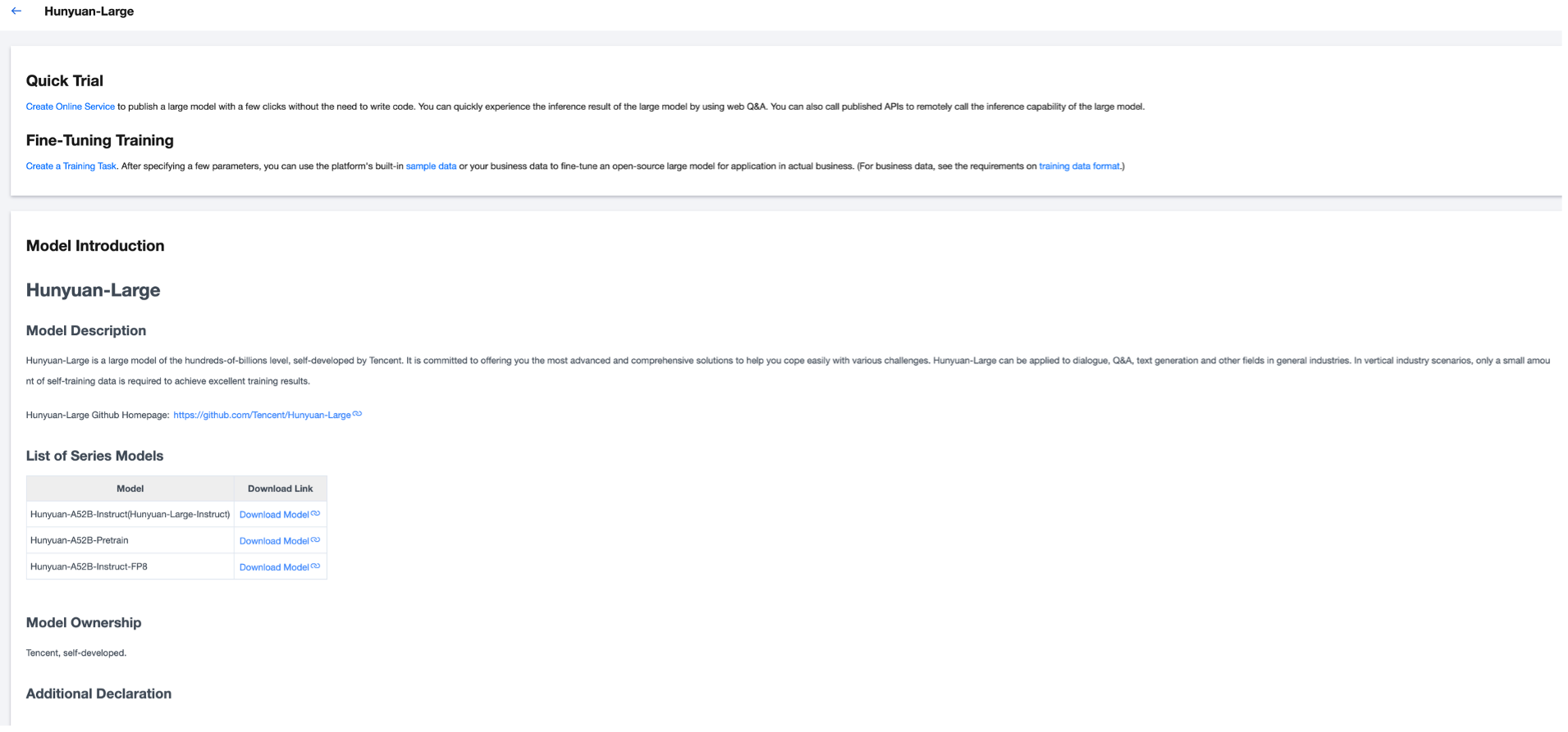 Model Hub - Model Details page